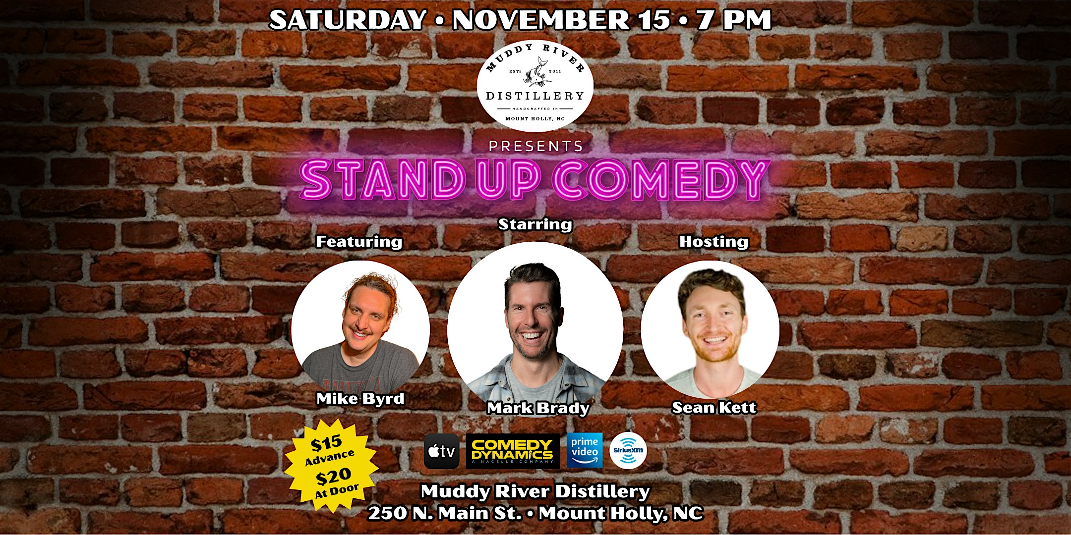 Muddy River Comedy Night at Muddy River Distillery – Mount Holly, NC