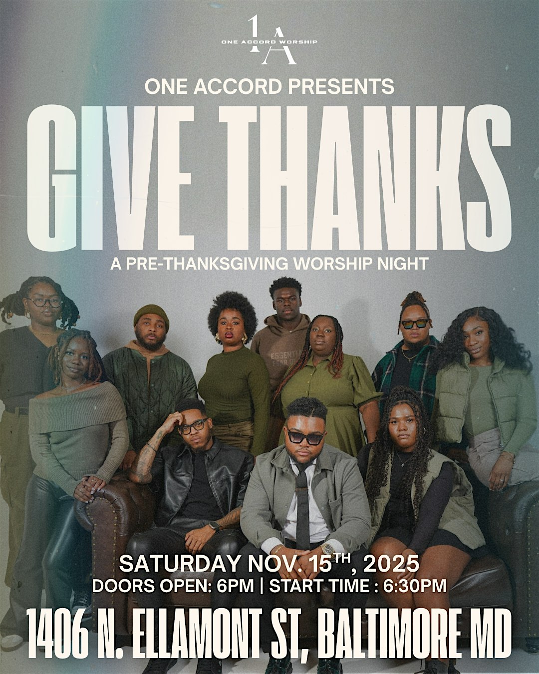 One Accord Worship presents: Give Thanks (Worship Night) at 1406 N Ellamont St – Baltimore, MD