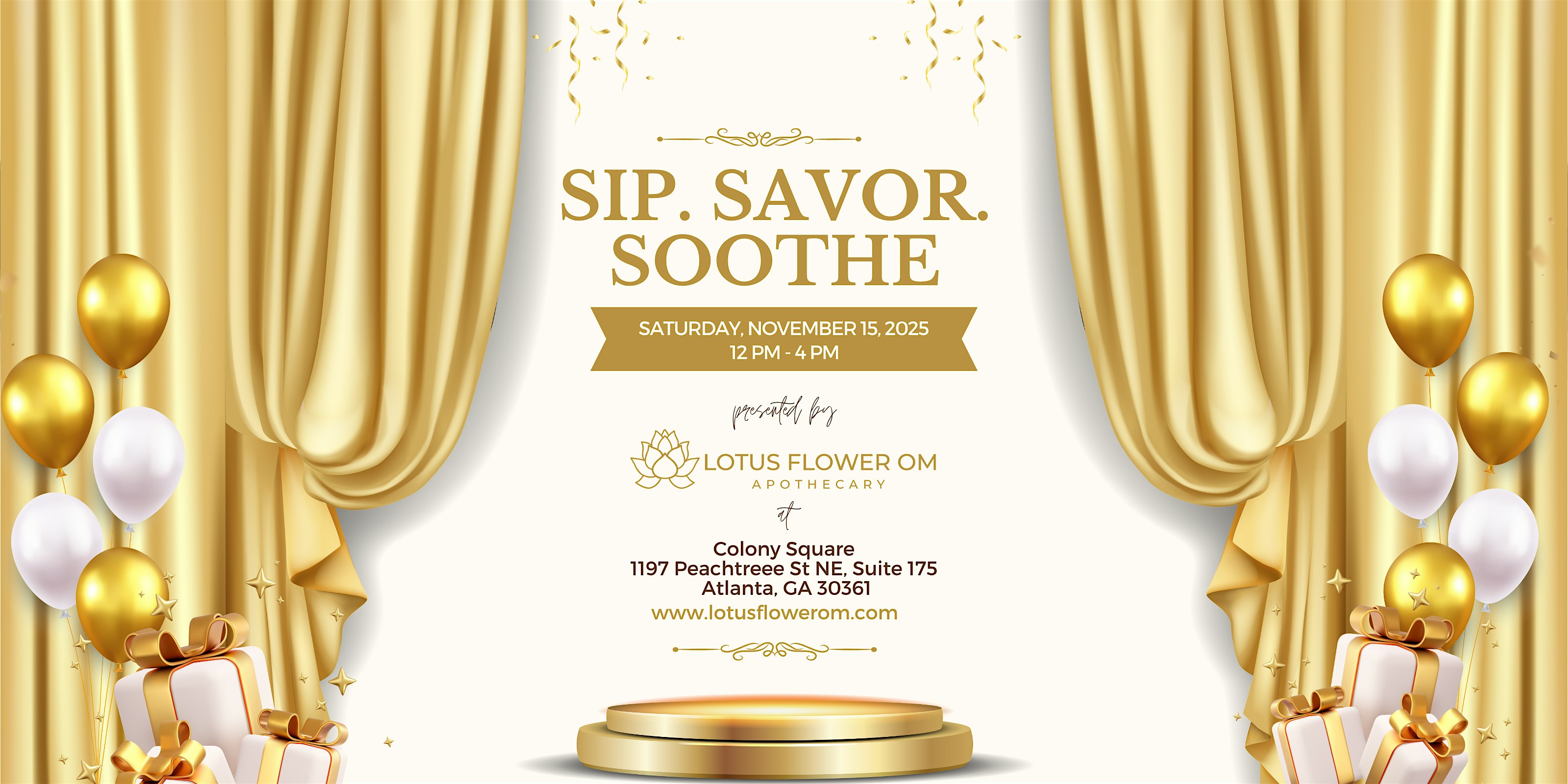 Sip. Savor. Soothe. at Lotus Flower Om – Atlanta, GA