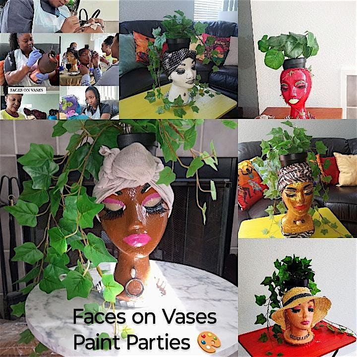 Faces on Vases Paint Party at Aunt Bill’s Soul Food Cafe CA – Fairfield, CA