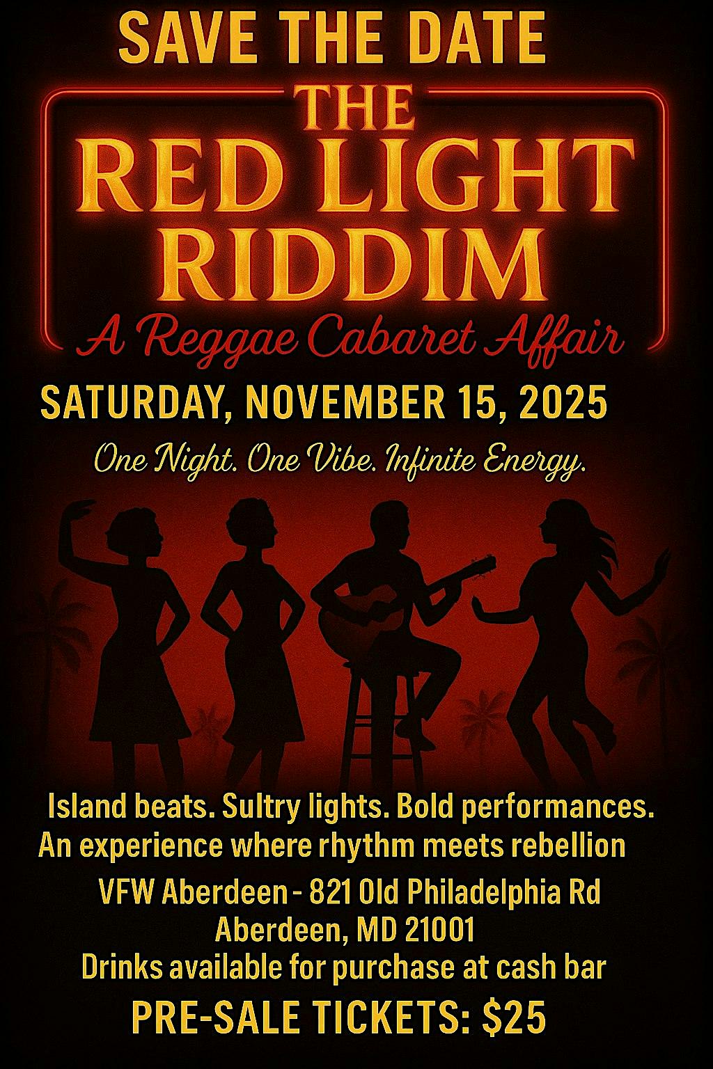 THE RED LIGHT RIDDIM: A Reggae Cabaret Affair at 821 Old Philadelphia Rd – Aberdeen, MD