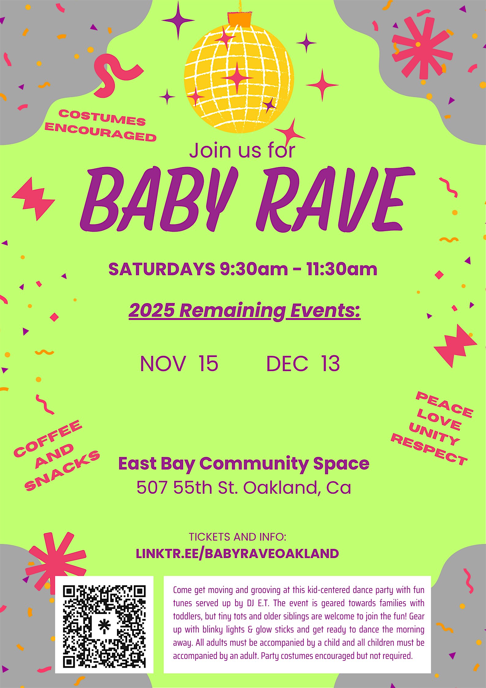 Baby Rave Oakland (11.15.25) at East Bay Community Space – Oakland, CA