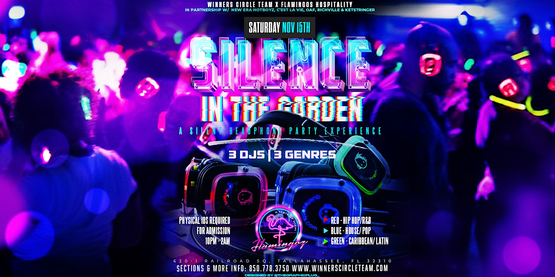 SILENCE IN THE GARDEN – A SILENT HEADPHONE PARTY EXPERIENCE at Flamingoz A Taste of Miami – Tallahassee, FL