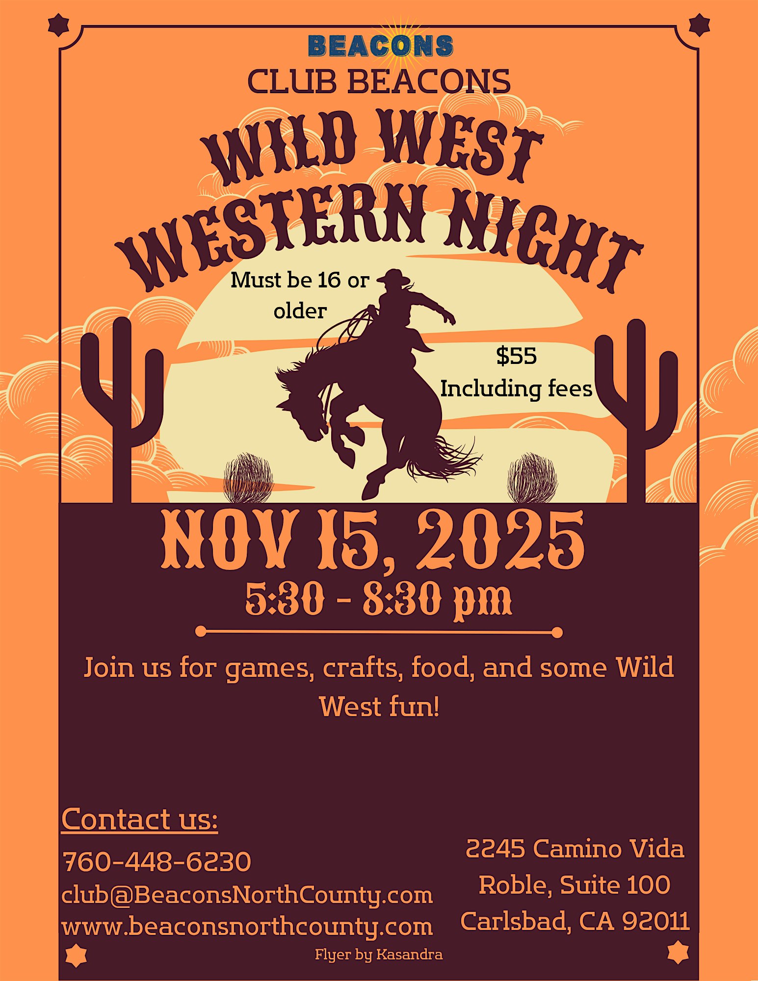 Wild West Western Night at Beacons, Inc. (Beacons North County) – Carlsbad, CA