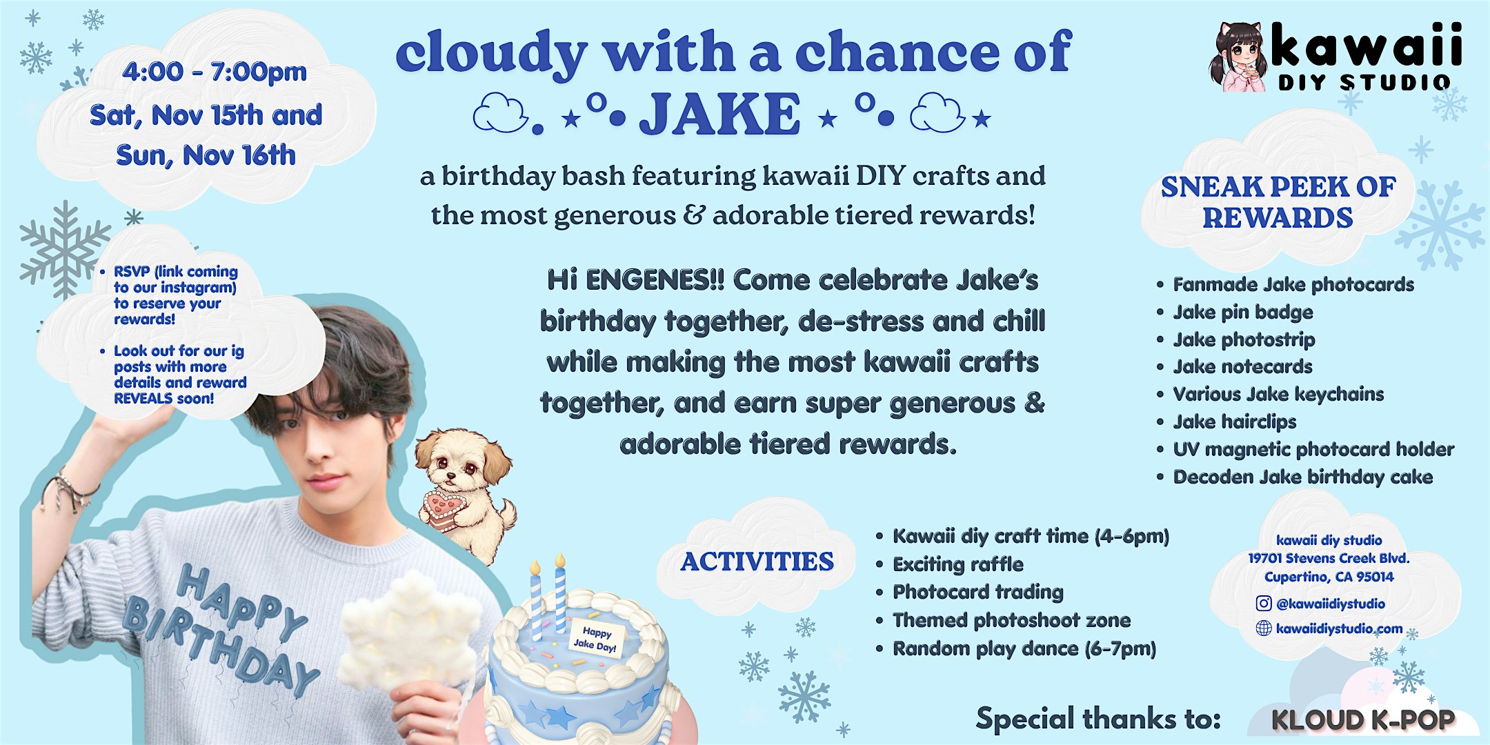 Jake’s B-Day Bash! Kawaii DIY Crafts w/ FREE K-POP Trading & Dance Party at 19701 Stevens Creek Blvd – Cupertino, CA