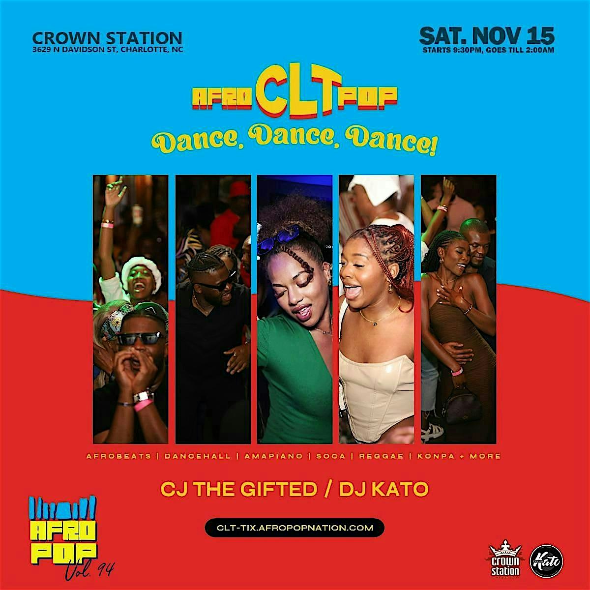 AfroPop! Charlotte, Vol.94: Dance, Dance, DANCE! at CROWN STATION Coffee House & Pub – Charlotte, NC