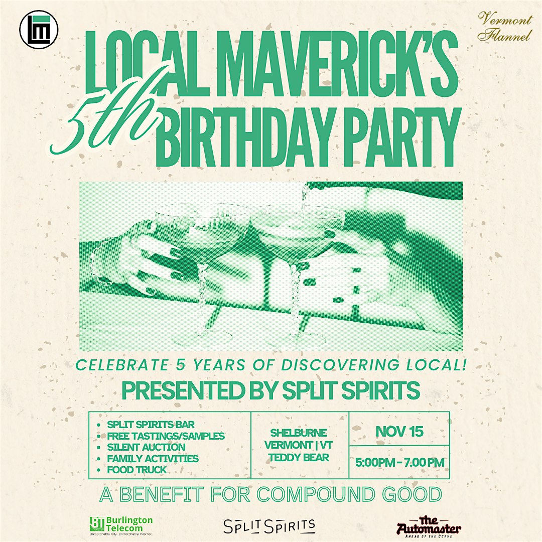 Local Maverick’s 5th Birthday Party! Presented by Split Spirits at Vermont Teddy Bear Factory – Shelburne, VT