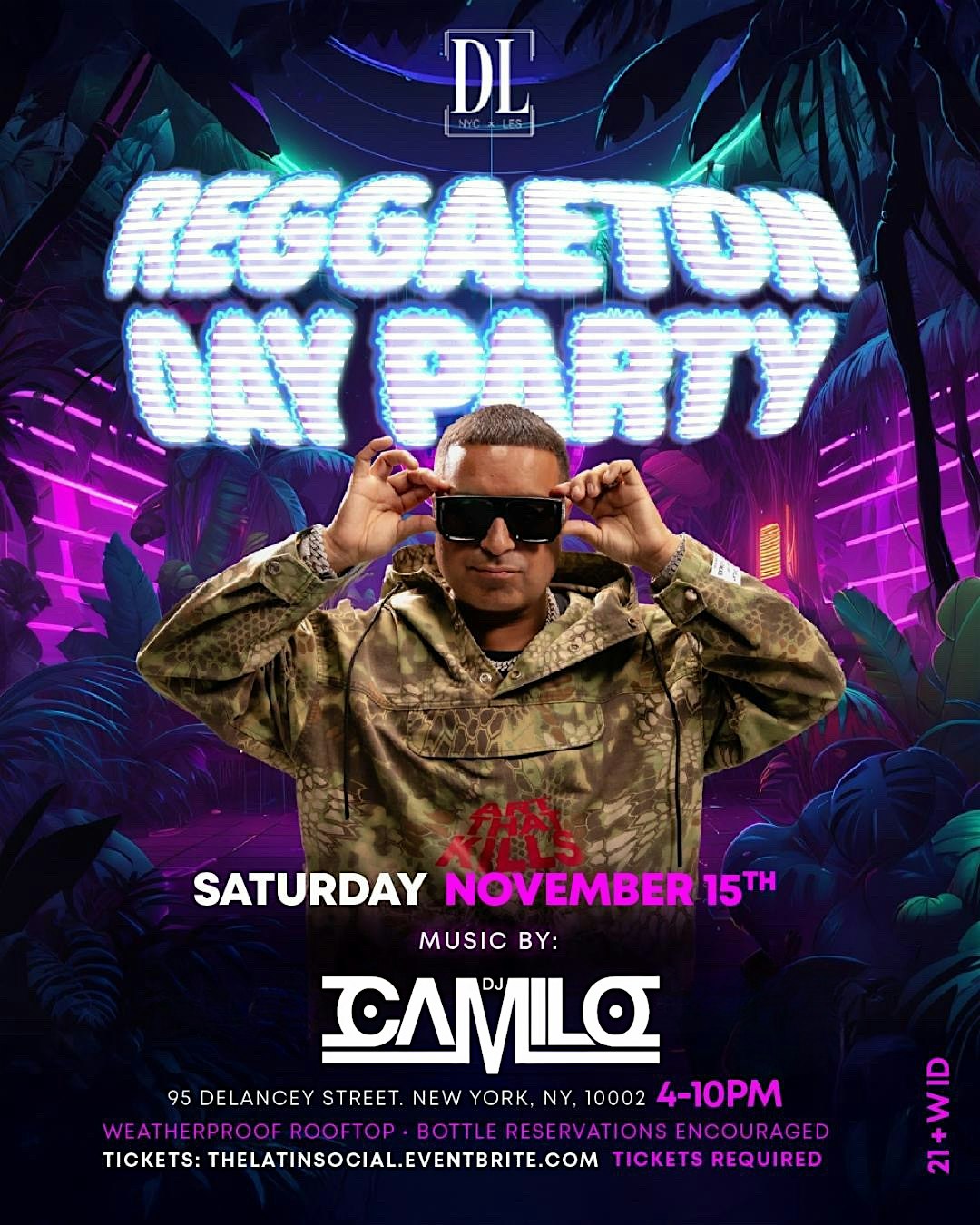 Sat, 11/15(4PM – 10PM): Reggaeton Day Party at The DL NYC (DrinkUpinNYC) at The DL | Best Rooftop Lounge NYC – New York, NY