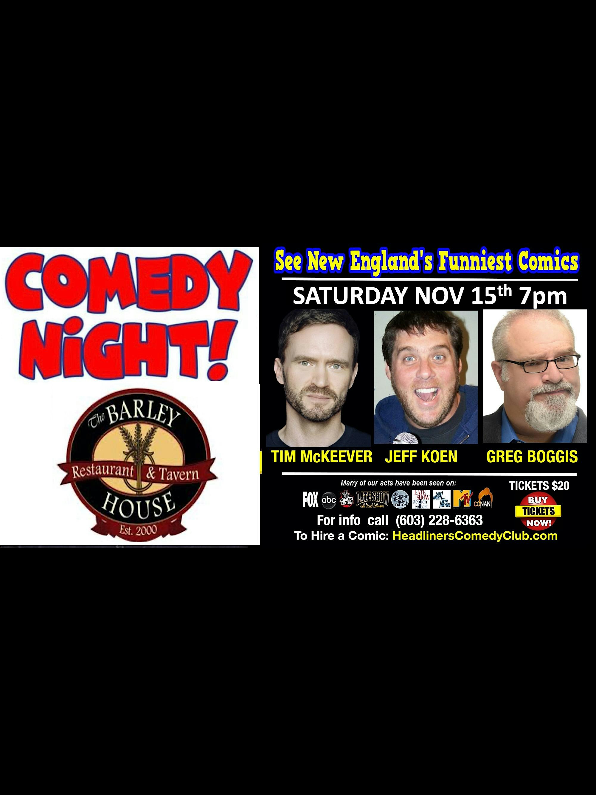 Comedy Night at The Barley at The Barley House – Concord, NH