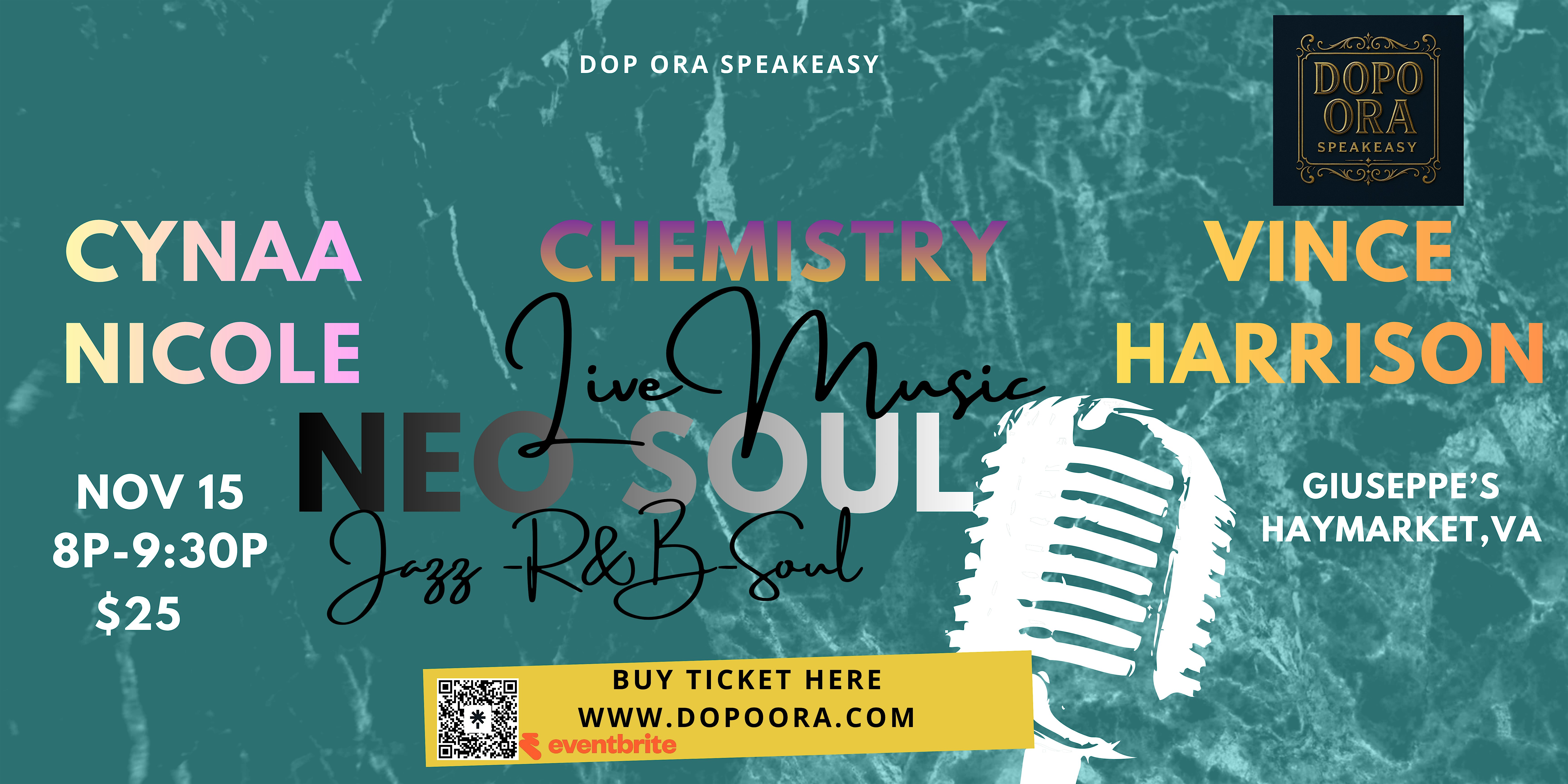 Dopo Ora w/ Soul_ Chemistry – Cynaa Nicole – Vince Harrison at Giuseppe’s Italian Restaurant – Haymarket, VA