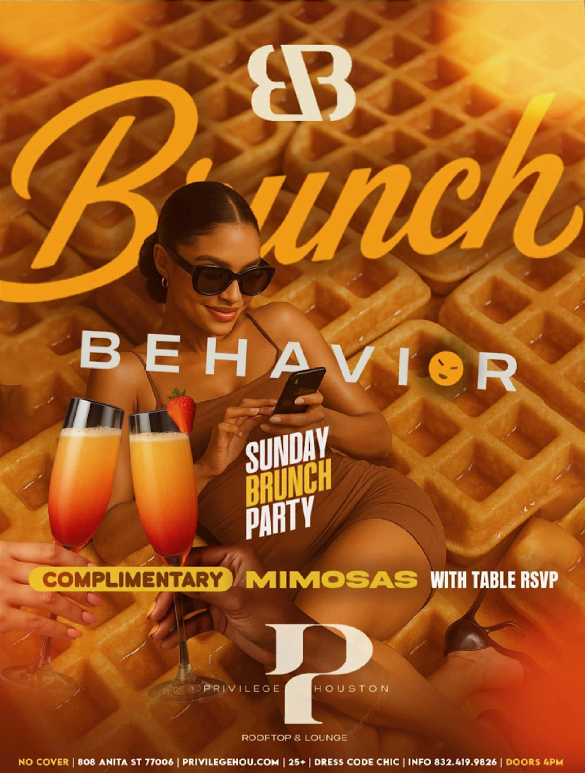 Sunday Brunch – Free Mimosa w RSVP at Privilege Rooftop & Lounge – Houston, TX
