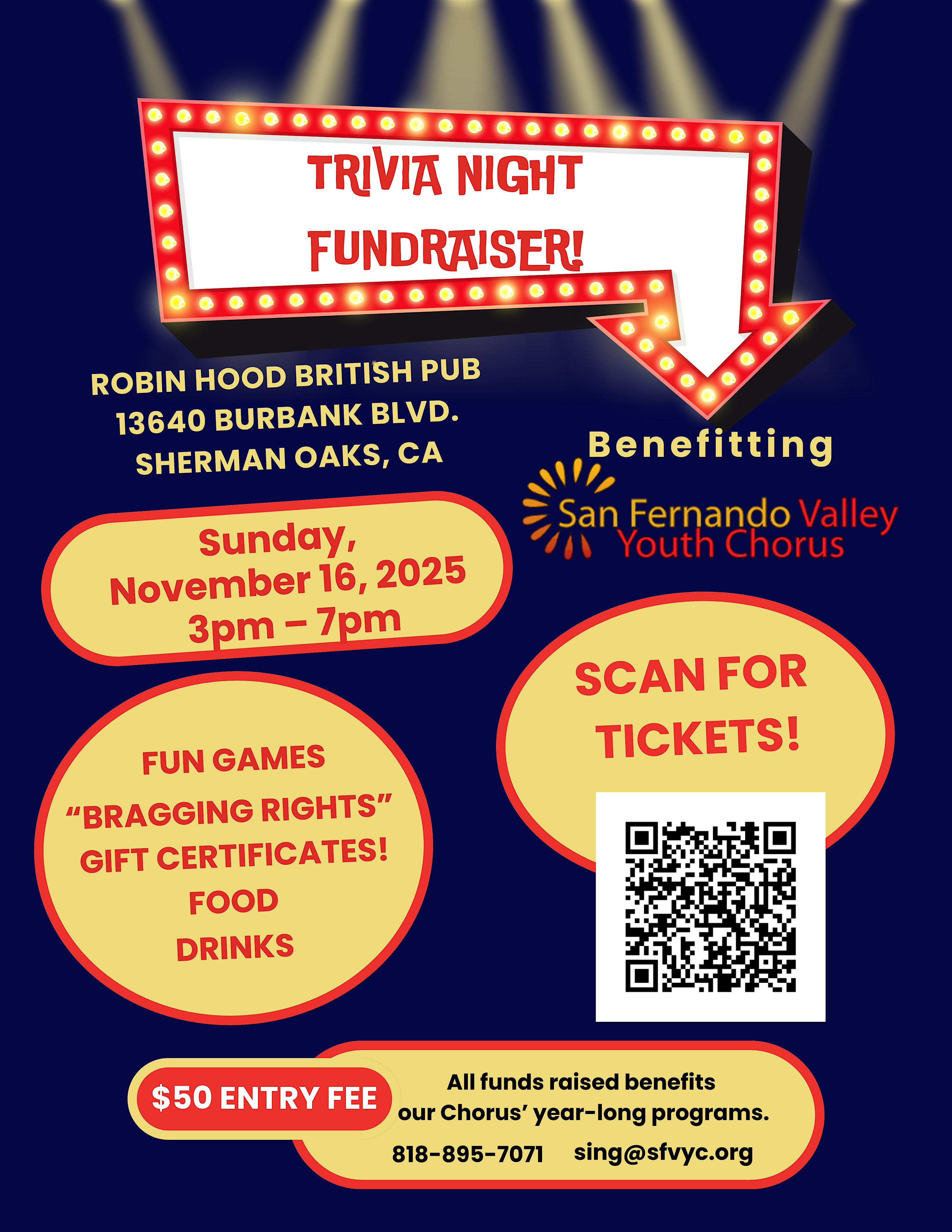 SFVYC Trivia Night Fundraiser at Robin Hood British Pub – Los Angeles, CA