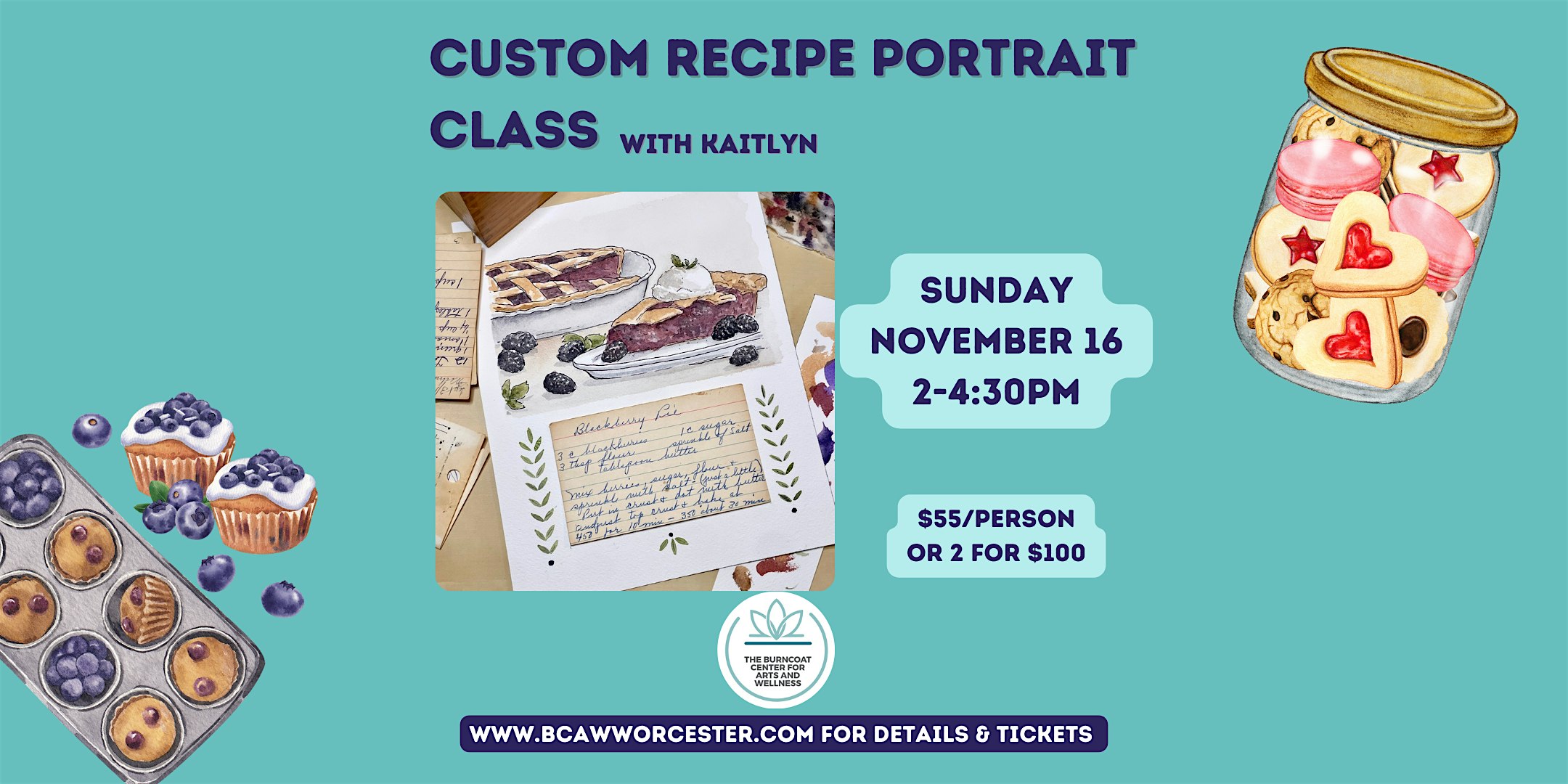 Custom Recipe Portrait Class at The Burncoat Center for Arts and Wellness – Worcester, MA