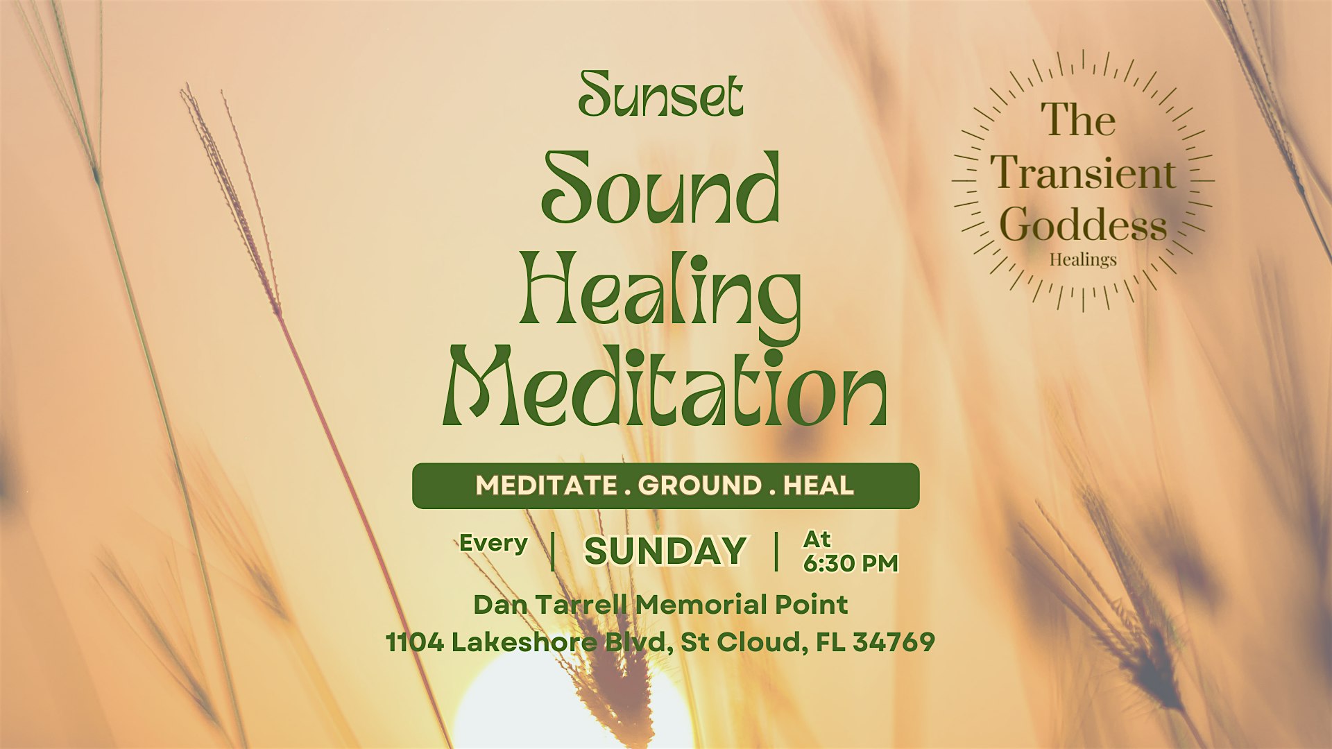Sunset Sound Healing Meditation at 1104 E Lakeshore Blvd – St. Cloud, FL