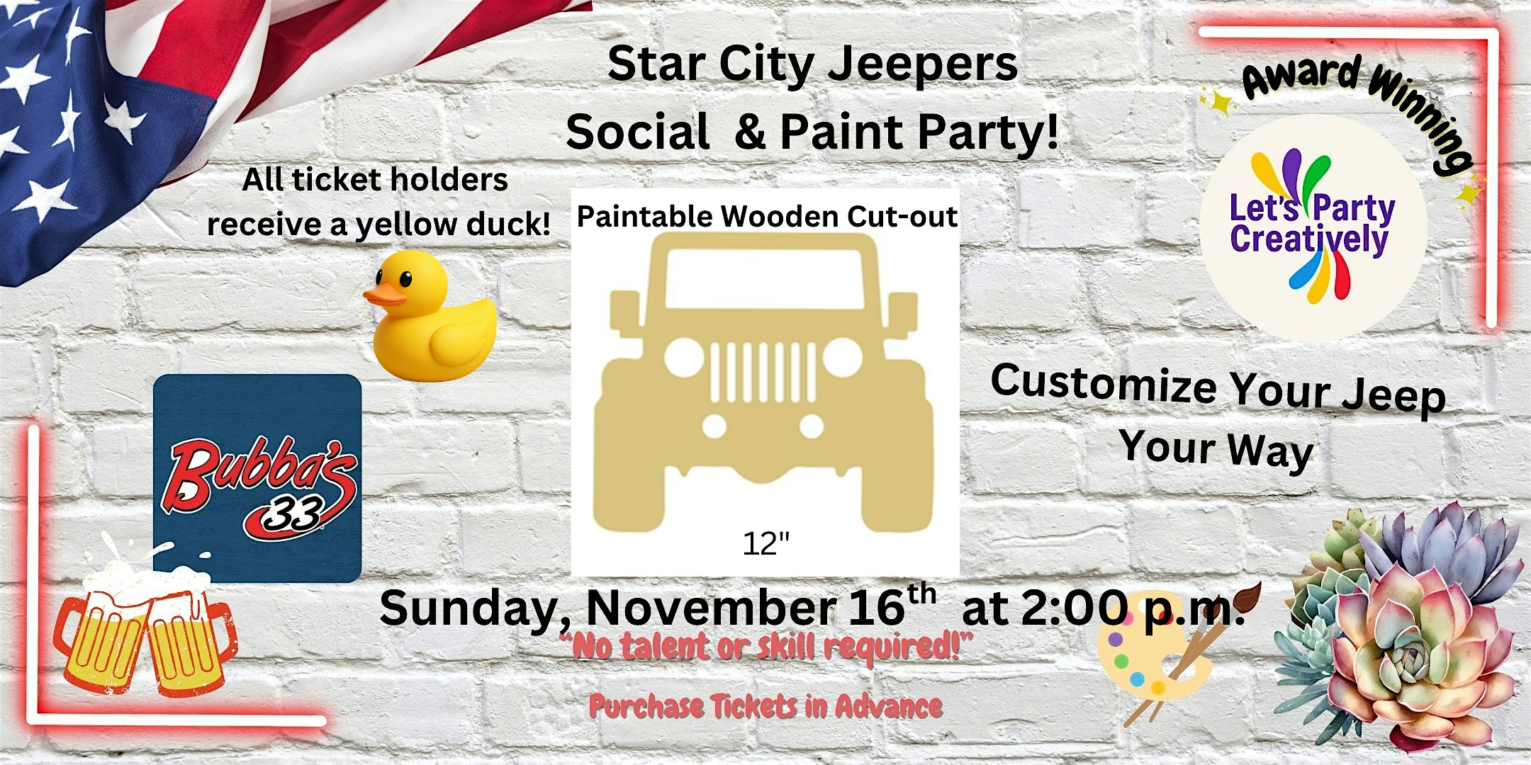 It’s a Star City Jeeper Paint Party! at Bubba’s 33 – Roanoke, VA