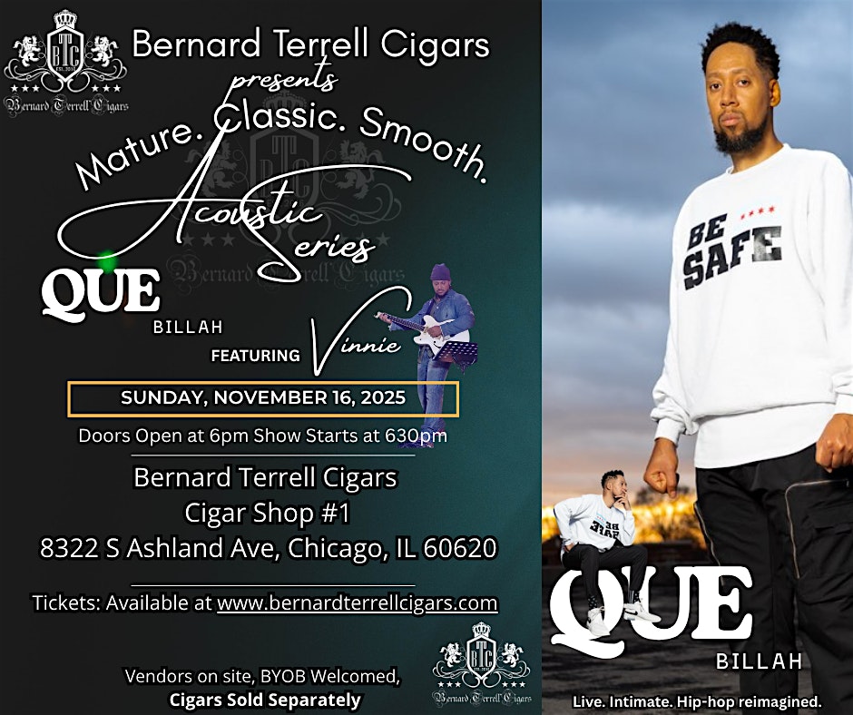 Bernard Terrell Cigars Presents: Mature. Classic. Smooth. Acoustic Series at Bernard Terrell Cigars – Chicago, IL
