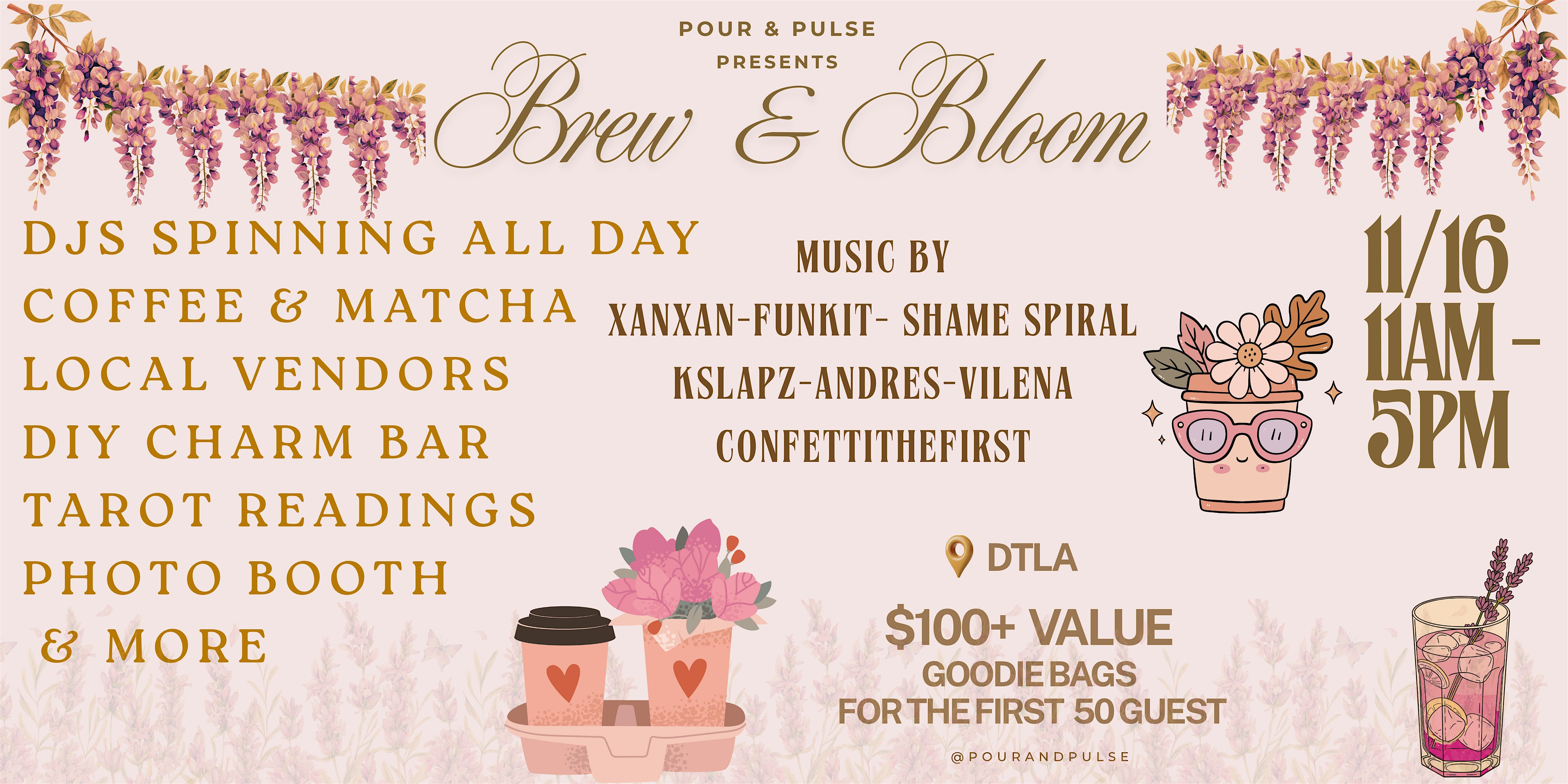 Pour & Pulse – Brew & Bloom: Coffee, Matcha and Flowers at 1040 S Los Angeles St – Los Angeles, CA