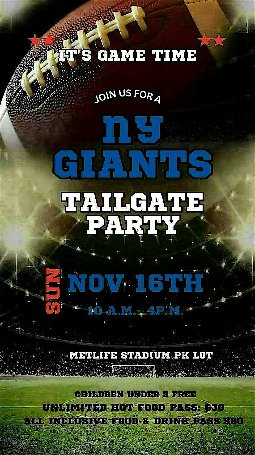 NY GIANTS LUXURY TAILGATE at MetLife Stadium – East Rutherford, NJ