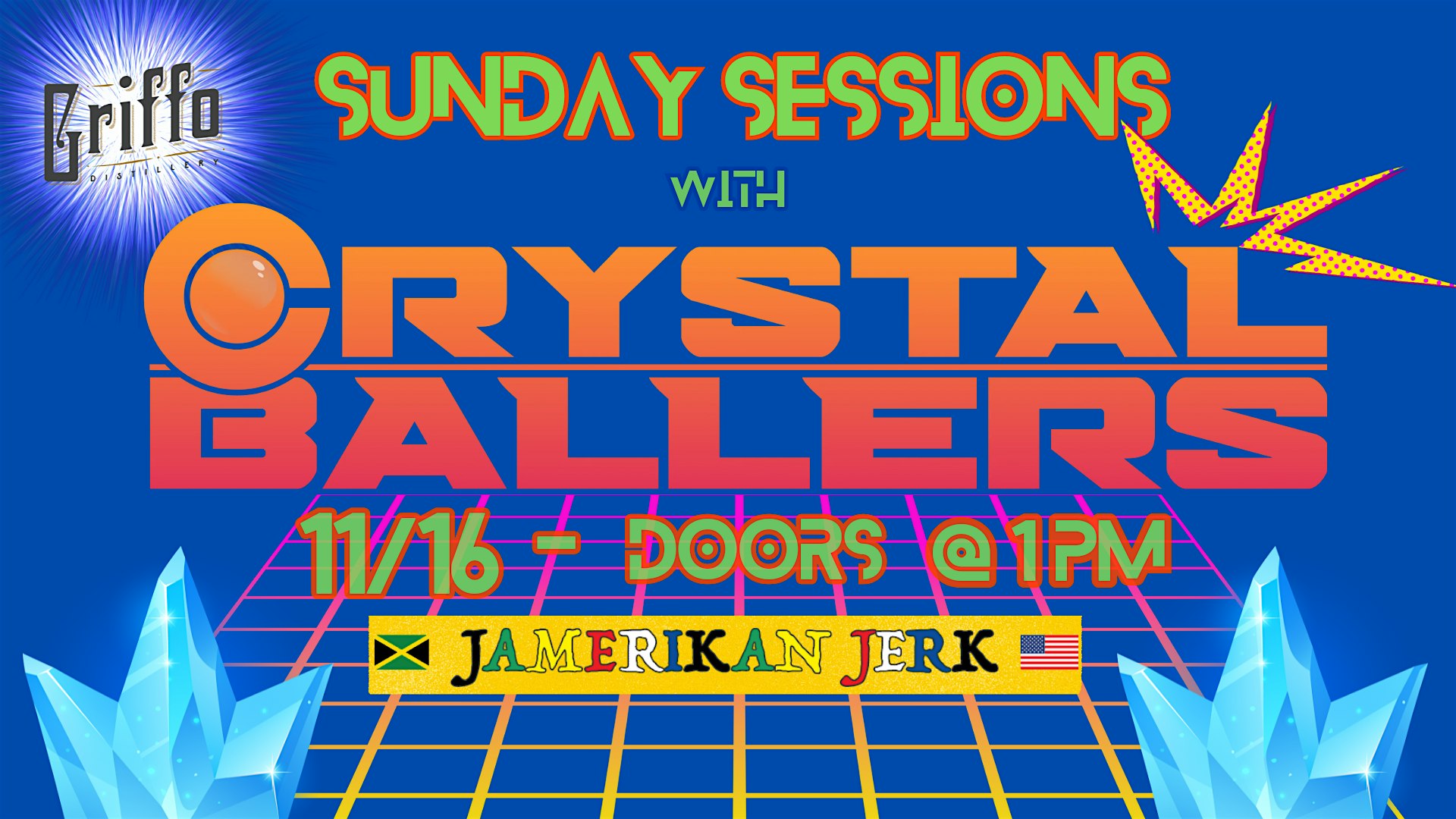 Sunday Sessions w/ Crystal Ballers – Food: Jamerikan Jerk at Griffo Distillery & Tasting Bar – Petaluma, CA