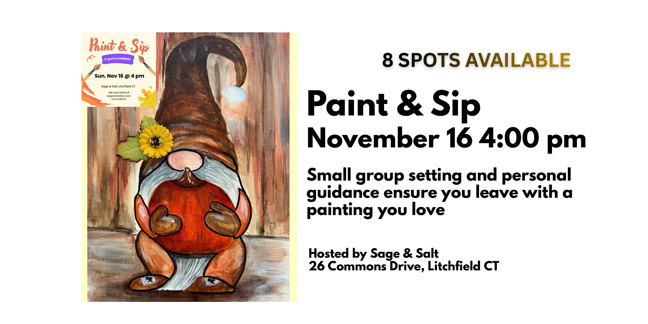 Paint & Sip Litchfield: Fall Gnome at Sage and Salt – Litchfield, CT