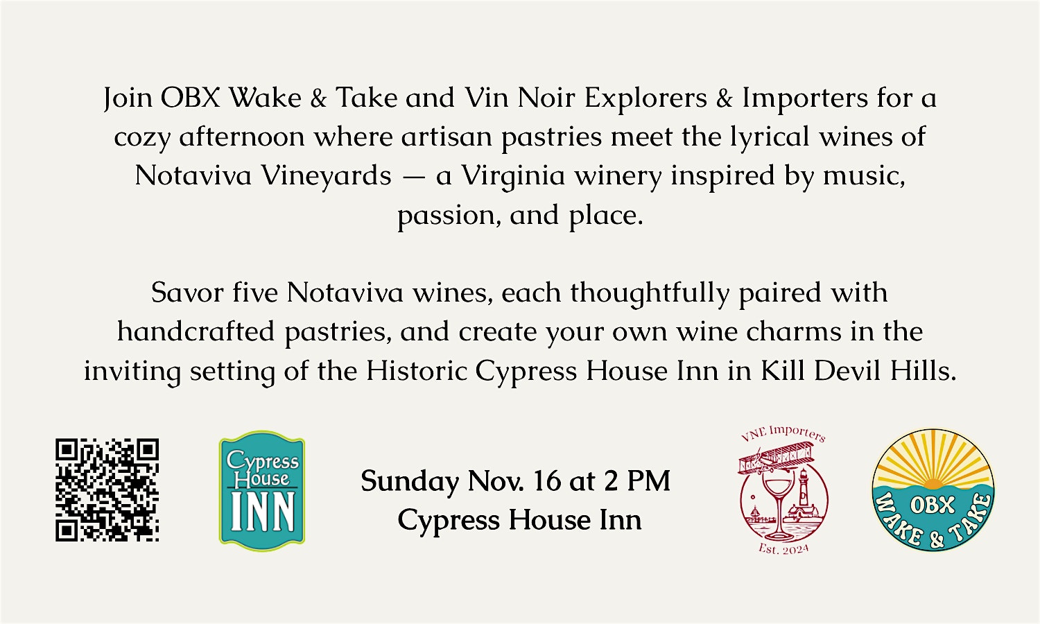 Notes & Nibbles: Wine Pairing at Cypress House Bed & Breakfast – Kill Devil Hills, NC