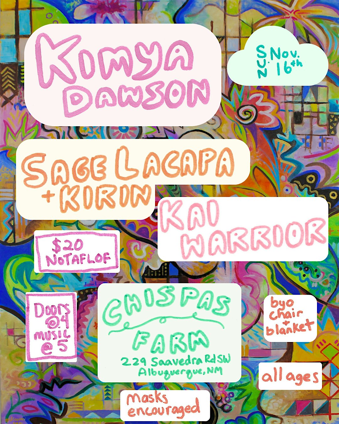 Kimya Dawson / Sage Lacapa + Kirin / Kai Warrior at Chispas Farm at Chispas Farms – Albuquerque, NM