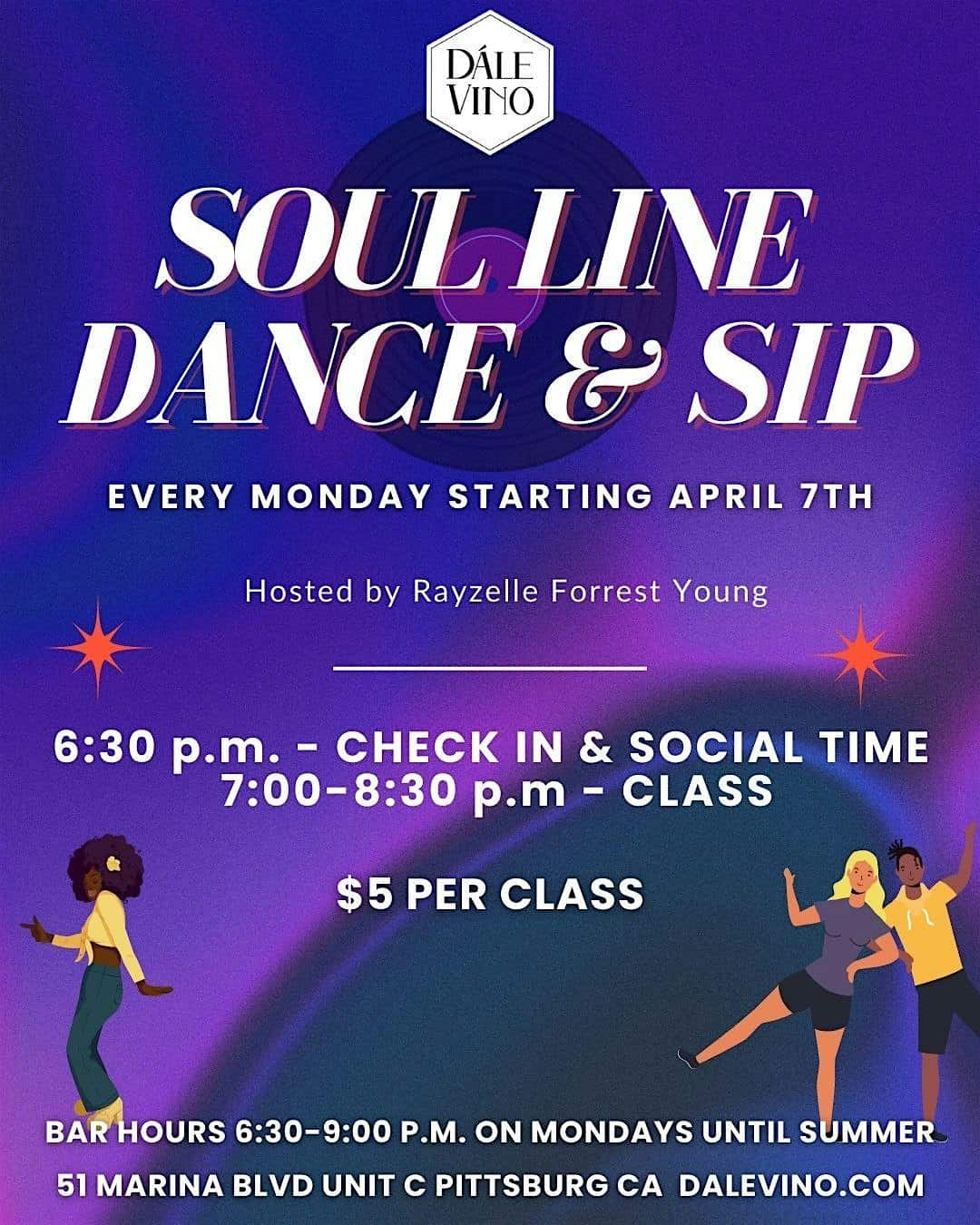 SOUL LINE DANCE AND SIP at Dále Vino, Marina Boulevard Suite C, Pittsburg, CA, USA – Pittsburg, CA
