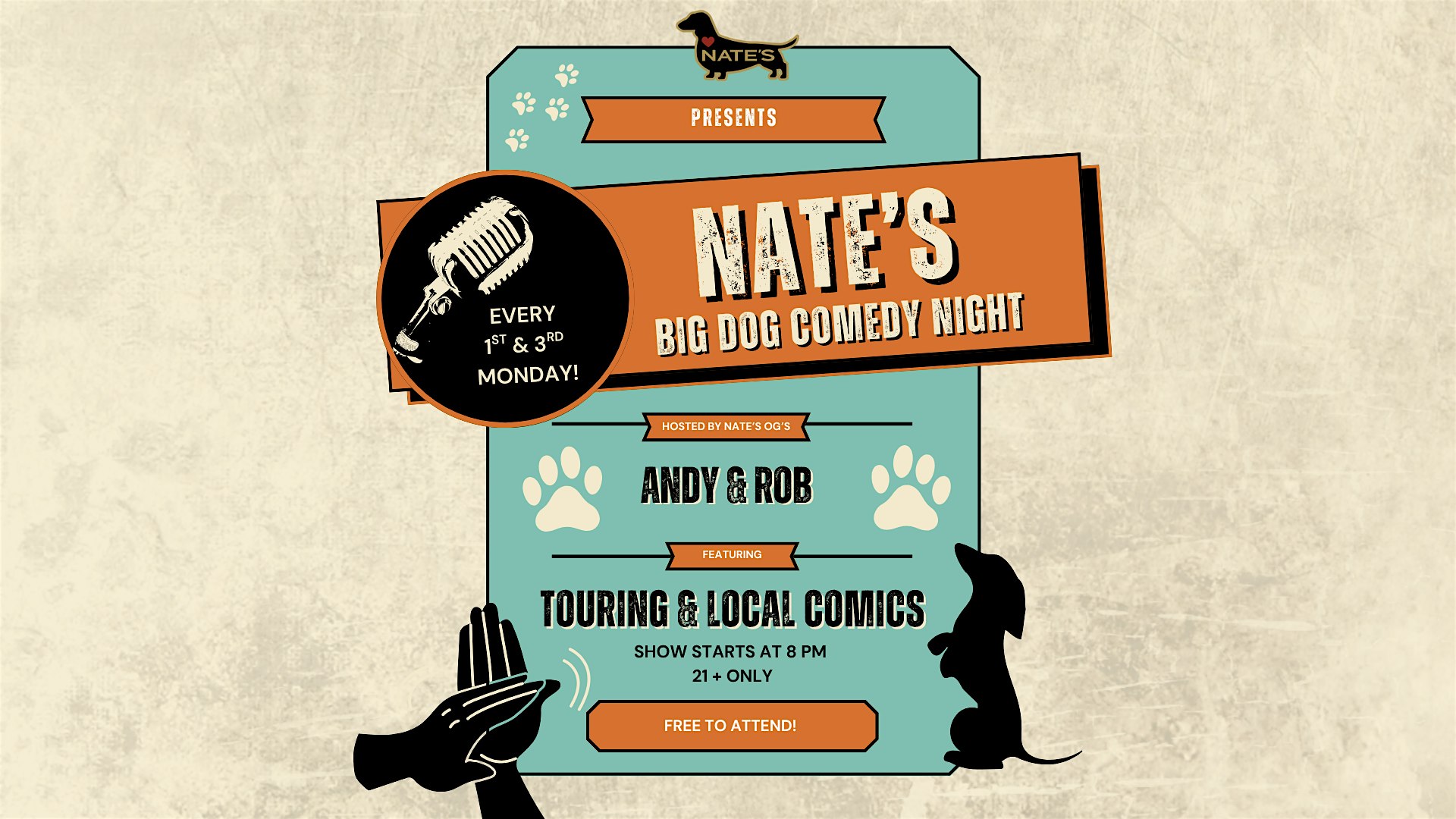 Nate’s Big Dog Comedy at Nate’s Coffee & Cocktails – Buda, TX