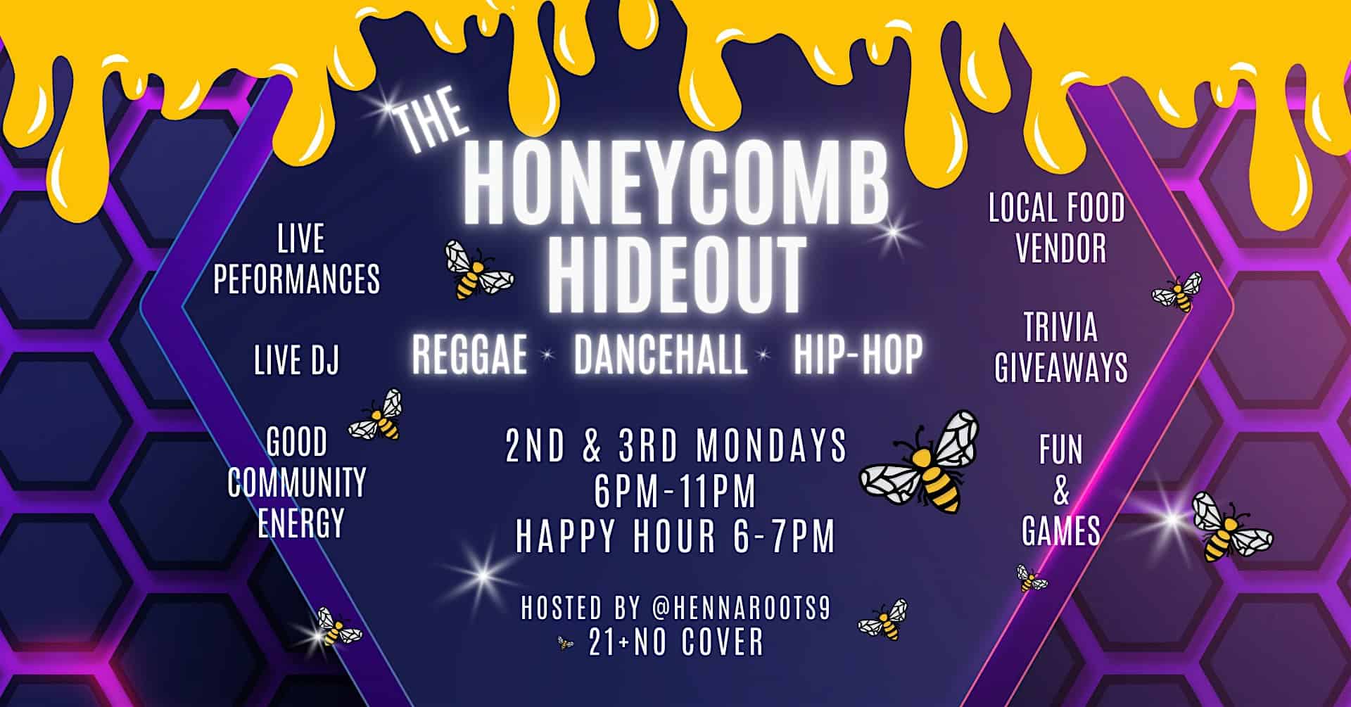 The Honeycomb Hideout: Live Music | DJ |Drink Specials | Reggae | Dancehall at Barrel Proof Lounge – Santa Rosa, CA
