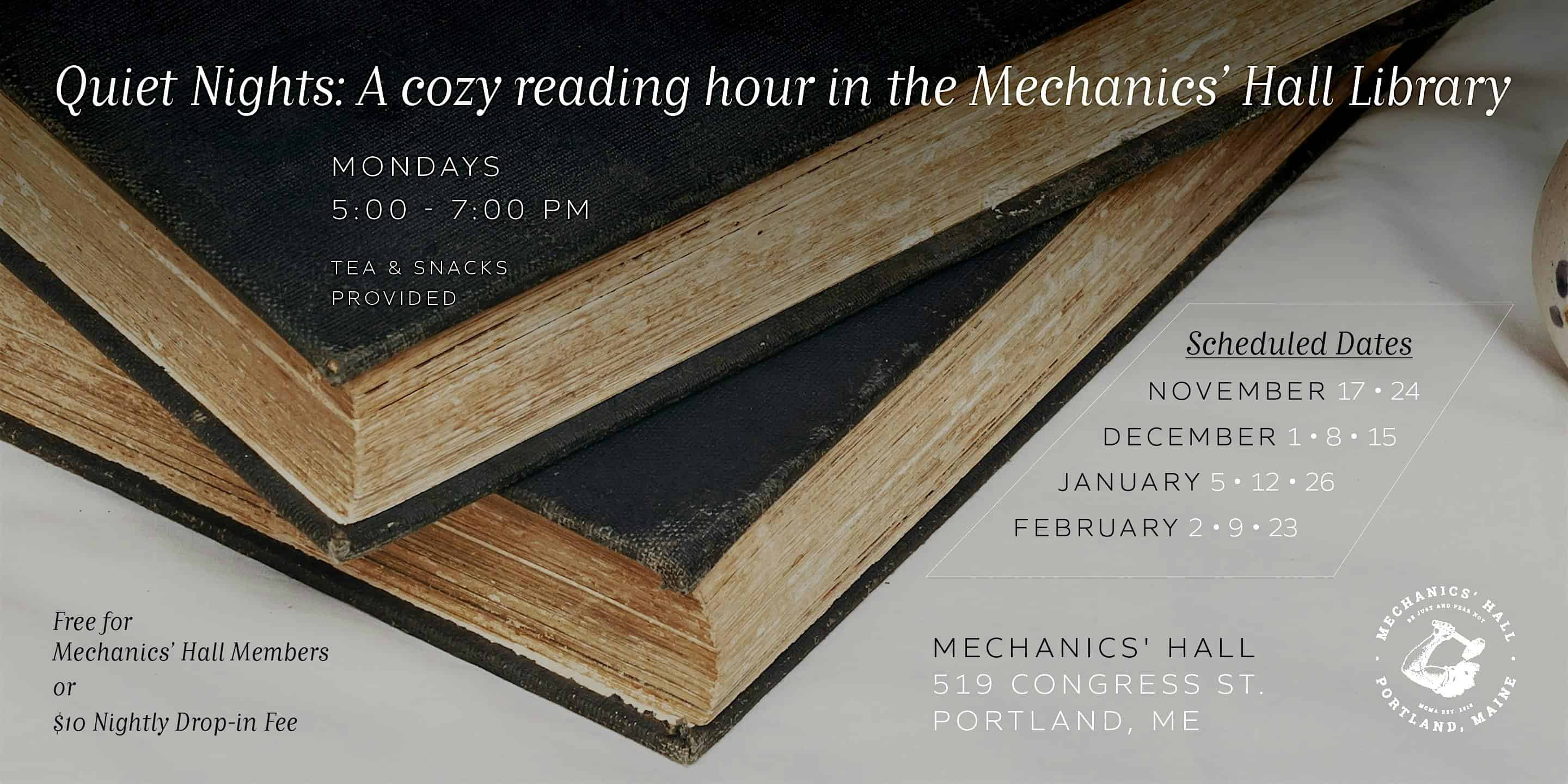 Quiet Nights: A Book Club at Mechanics’ Hall at Mechanics’ Hall – Portland, ME