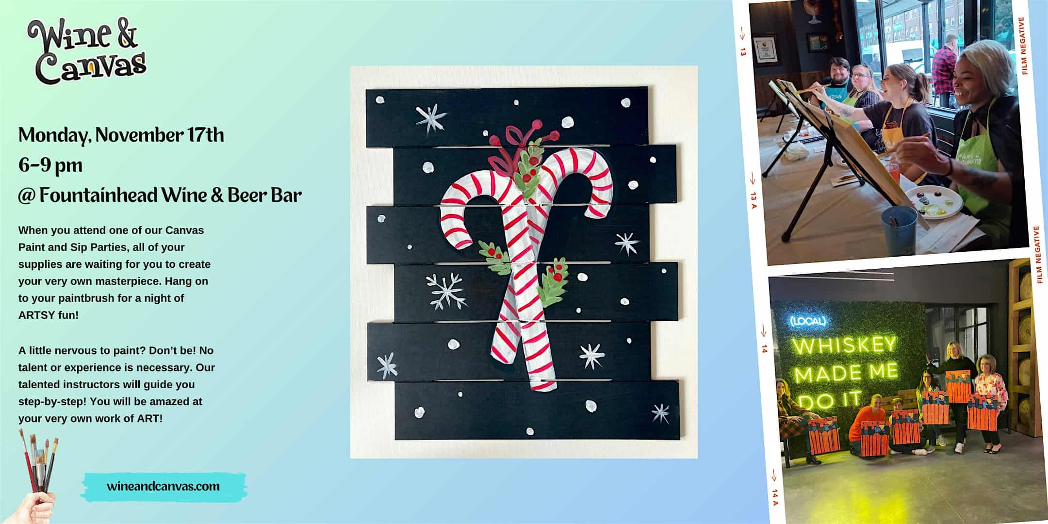 Tampa Paint Party – Holiday Candy Canes at The Fountainhead Wine & Beer Bar – Westchase, FL