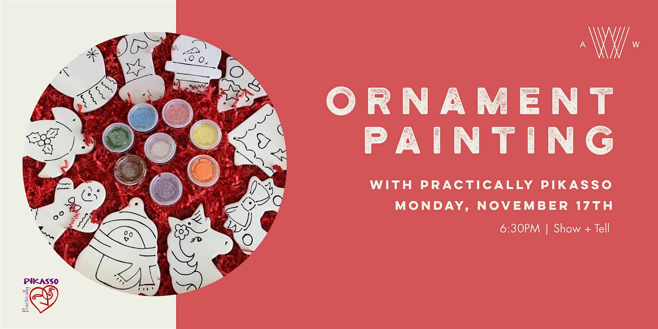 Holiday Ornament Painting with Practically Pikasso at Armature Works – Tampa, FL