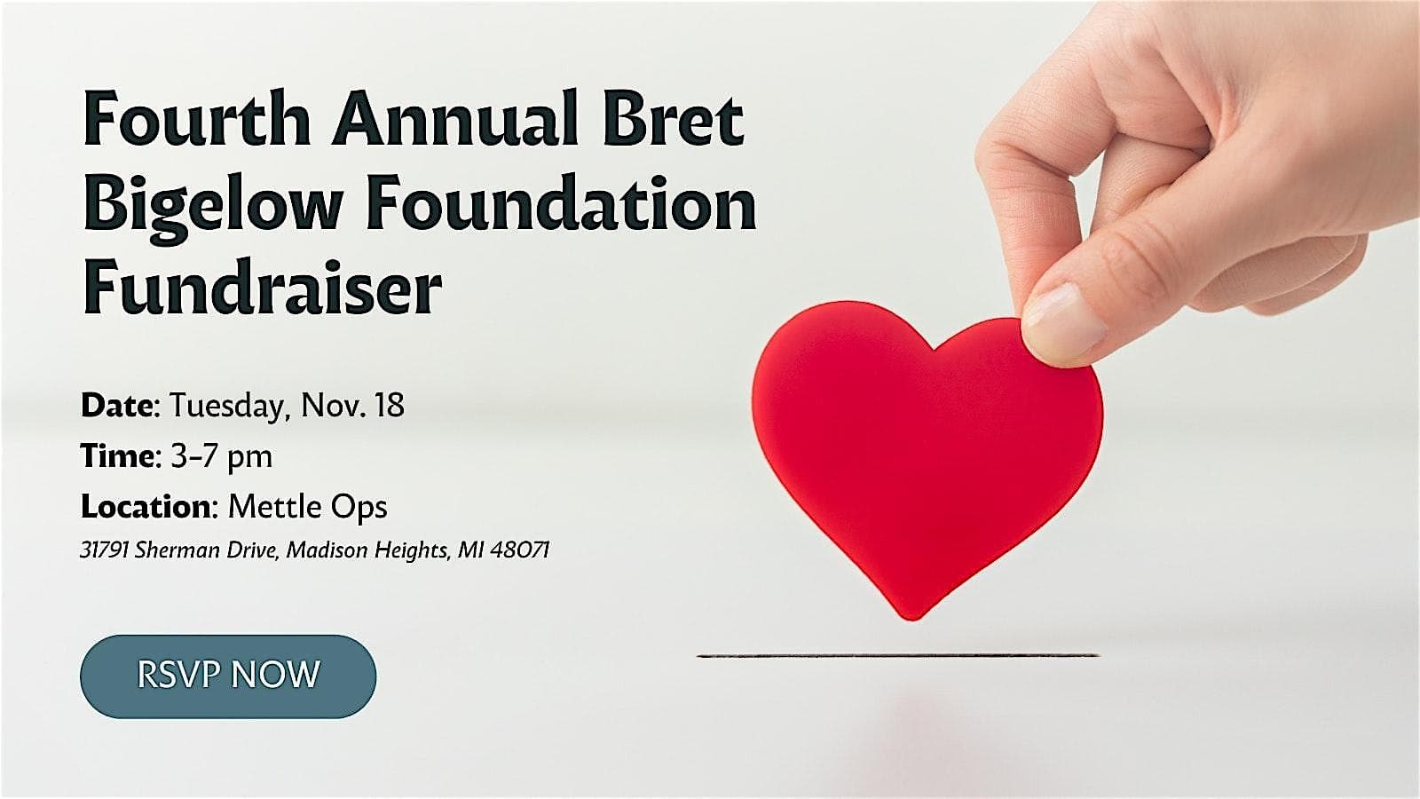 Fourth Annual Bret Bigelow Foundation Fundraiser at 31800 Sherman Ave – Madison Heights, MI