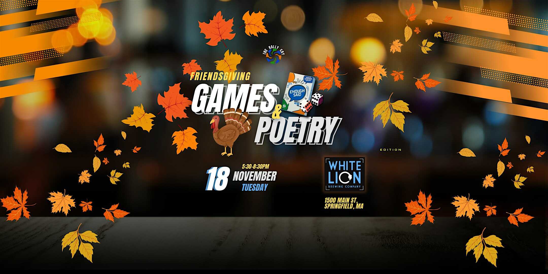 Games & Poetry (Friendsgiving Edition) at White Lion Brewing Company – Springfield, MA