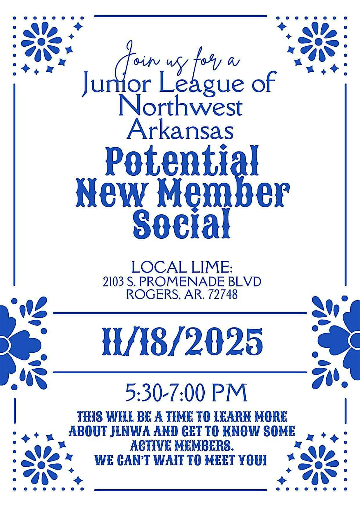Free Event: Junior League of Northwest Arkansas Potential New Member Social at Local Lime | Rogers – Rogers, AR