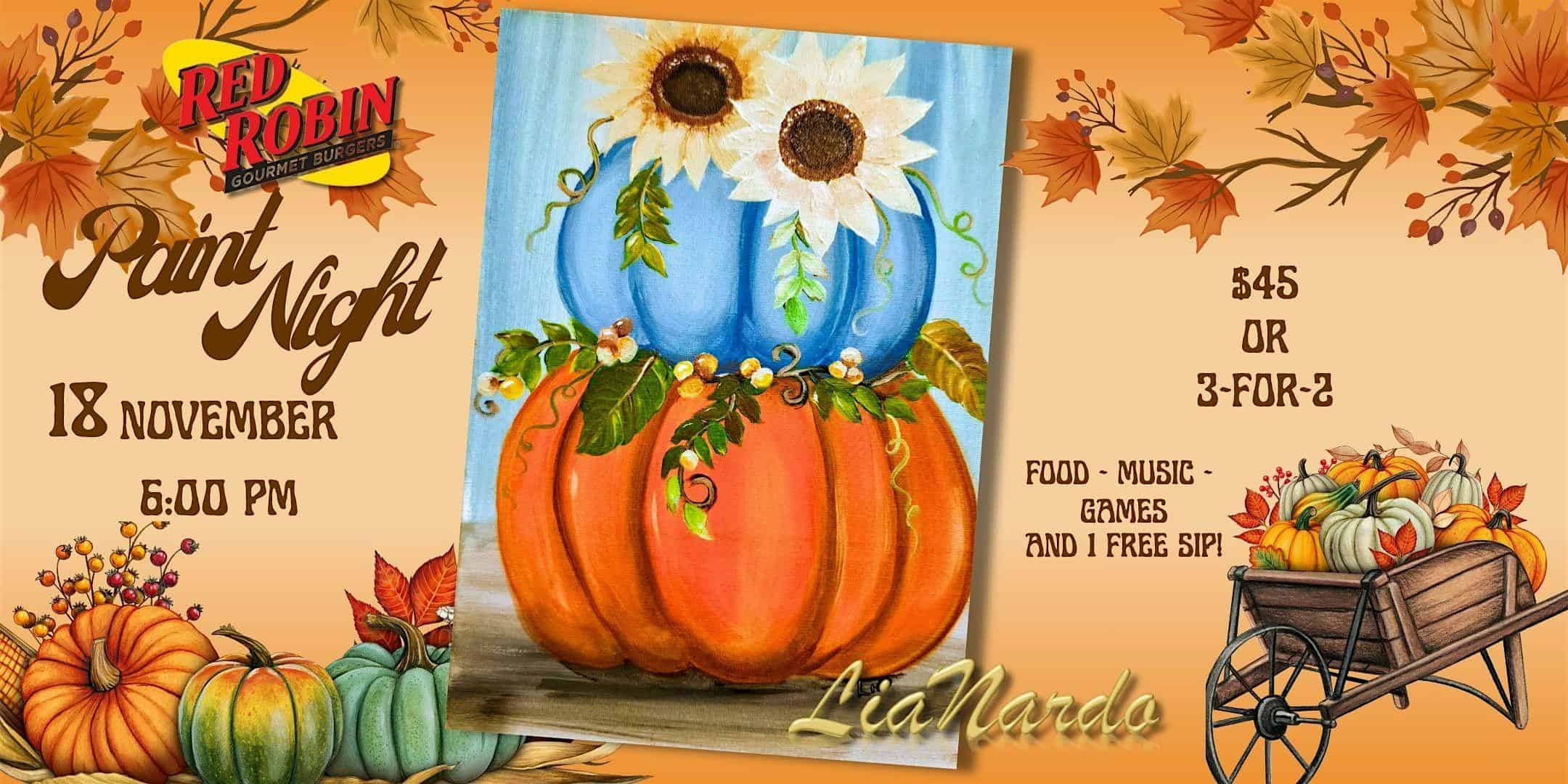 Paint Night with LiaNardo Mobile Paint & Sip at Red Robin Gourmet Burgers & Brews – Corona, CA