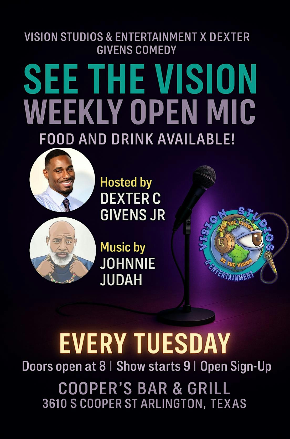 See The Vision Weekly Open Mic at Cooper’s Bar & Grill – Arlington, TX