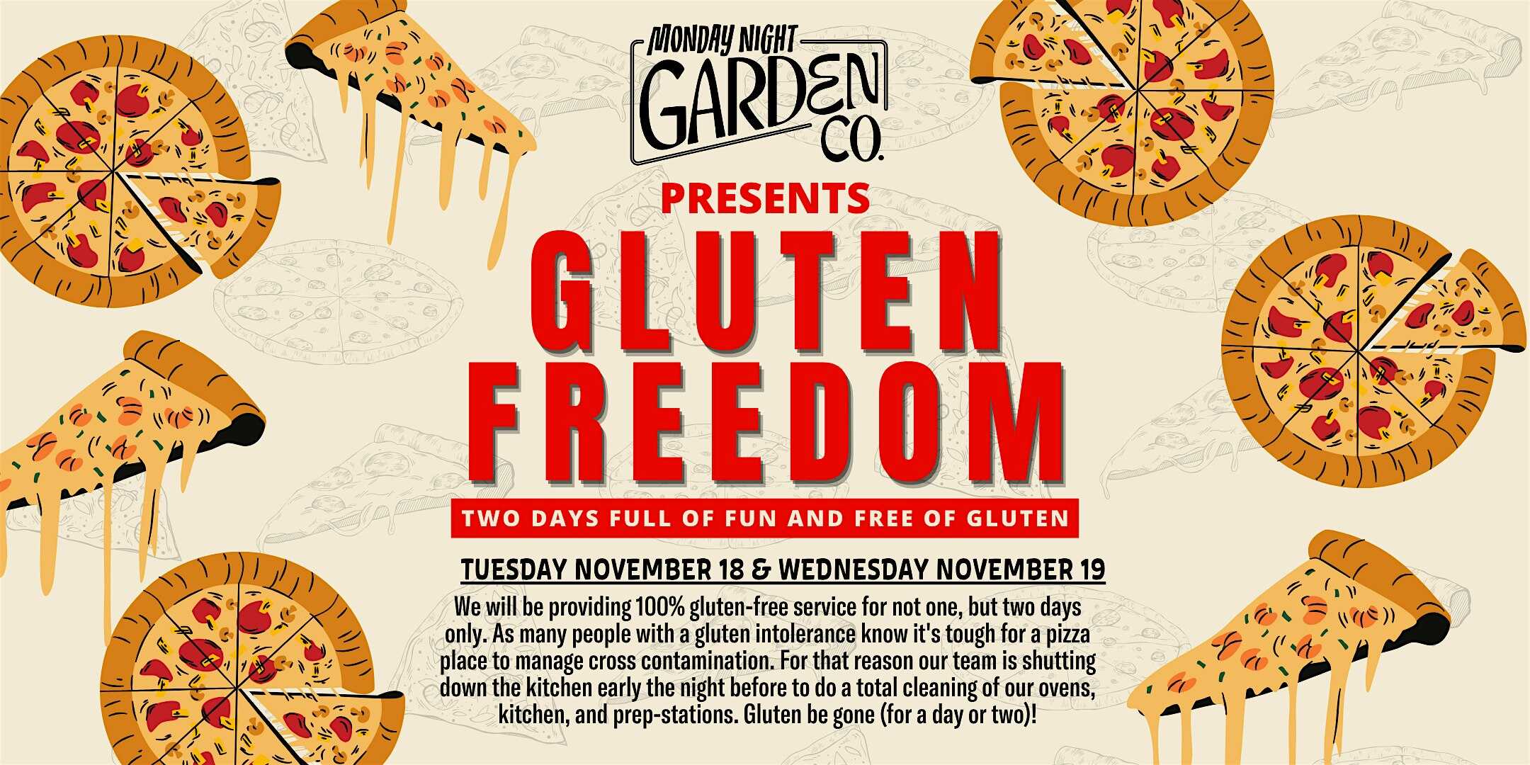 CLT Gluten Freedom: TWO days of gluten-free pizza and beer at Monday Night Brewing Garden Co., South Tryon Street, Charlotte, NC, USA – Charlotte, NC