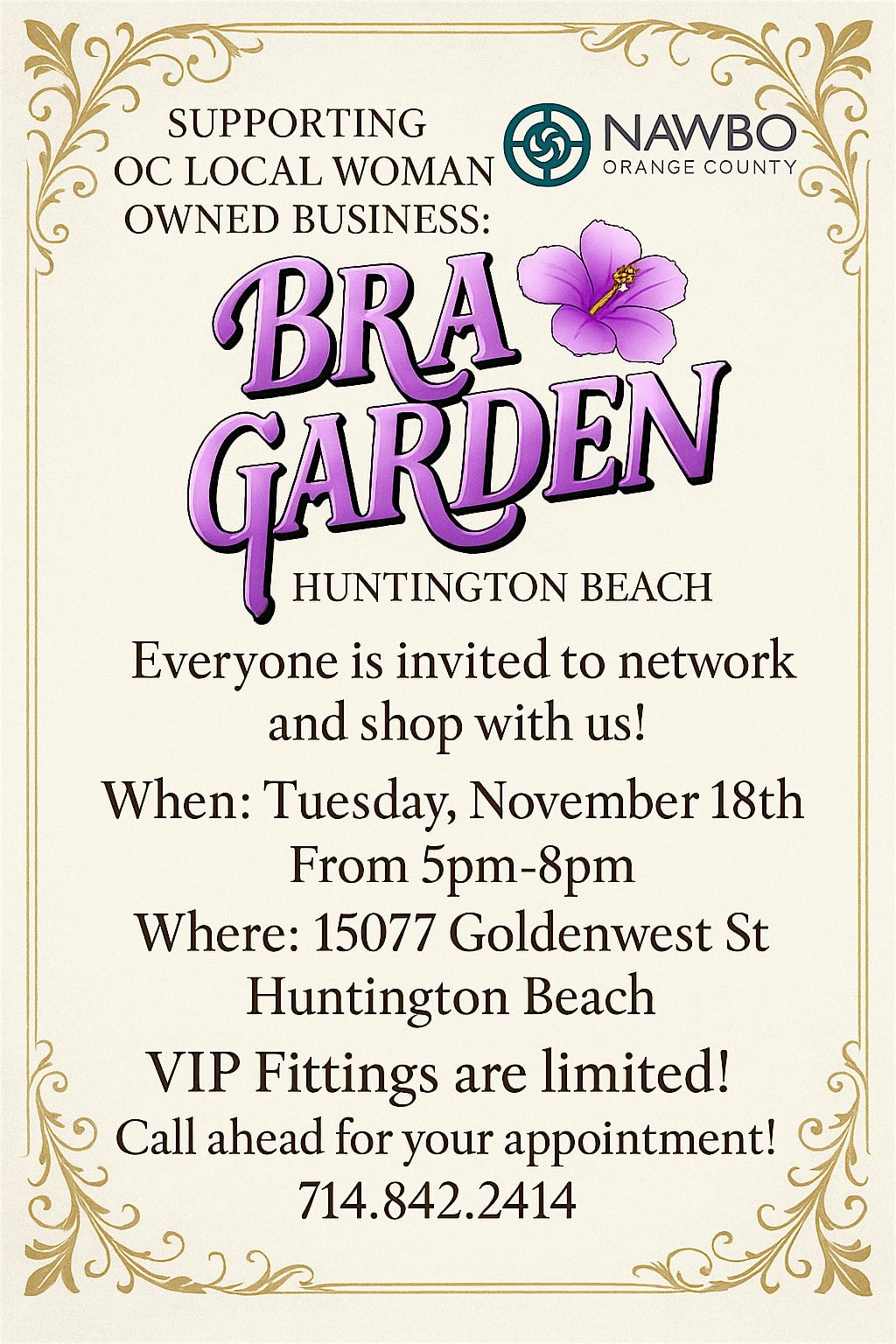 NAWBO OC Mixer with Bra Garden Huntington Beach! at Bra Garden – Huntington Beach, CA