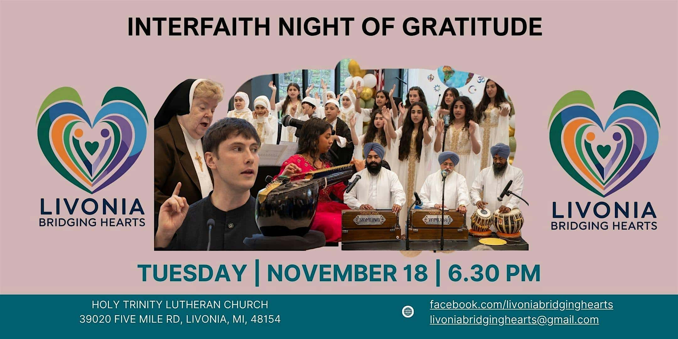 LIVONIA INTERFAITH NIGHT OF GRATITUDE at Holy Trinity Lutheran Church – Livonia, MI