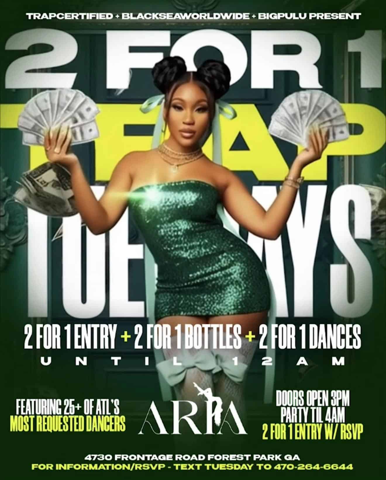Trap On Tuesdays @ Aria Gentleman’s Club at 4730 Frontage Rd – Forest Park, GA