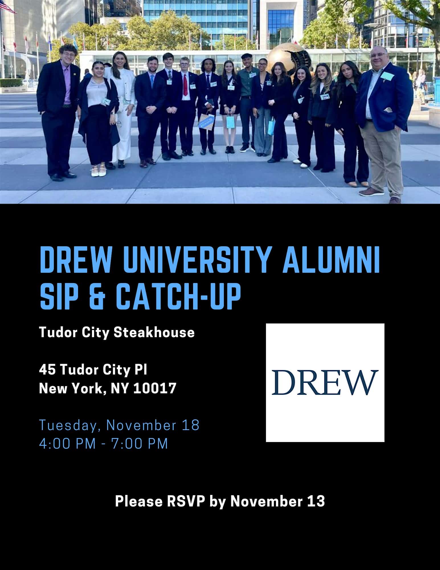 Drew Alumni Sip & Catch-Up at Tudor City Steakhouse – New York, NY