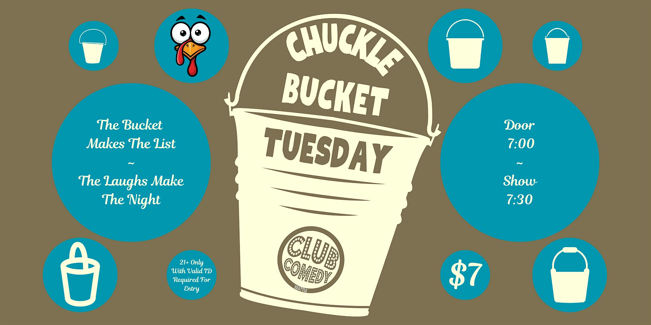 Chuckle Bucket Tuesday at Club Comedy Seattle 11/18/2025 7:30PM at Club Comedy Seattle – Seattle, WA