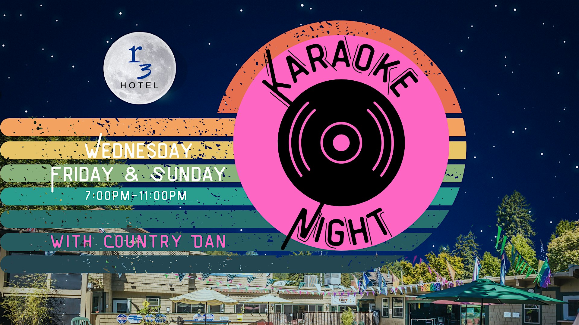 Karaoke – Wednesday, Friday and Sunday Nights at The Main Bar at R3 Hotel – Guerneville, CA