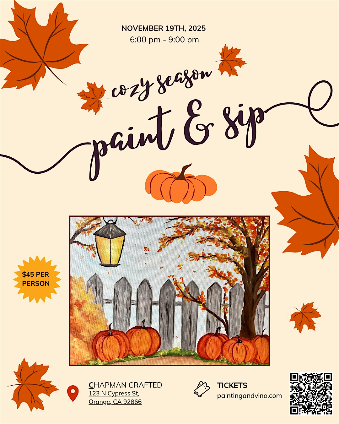 Cozy Season Paint and Sip in Old Towne orange! at Chapman Crafted Beer – Orange, CA