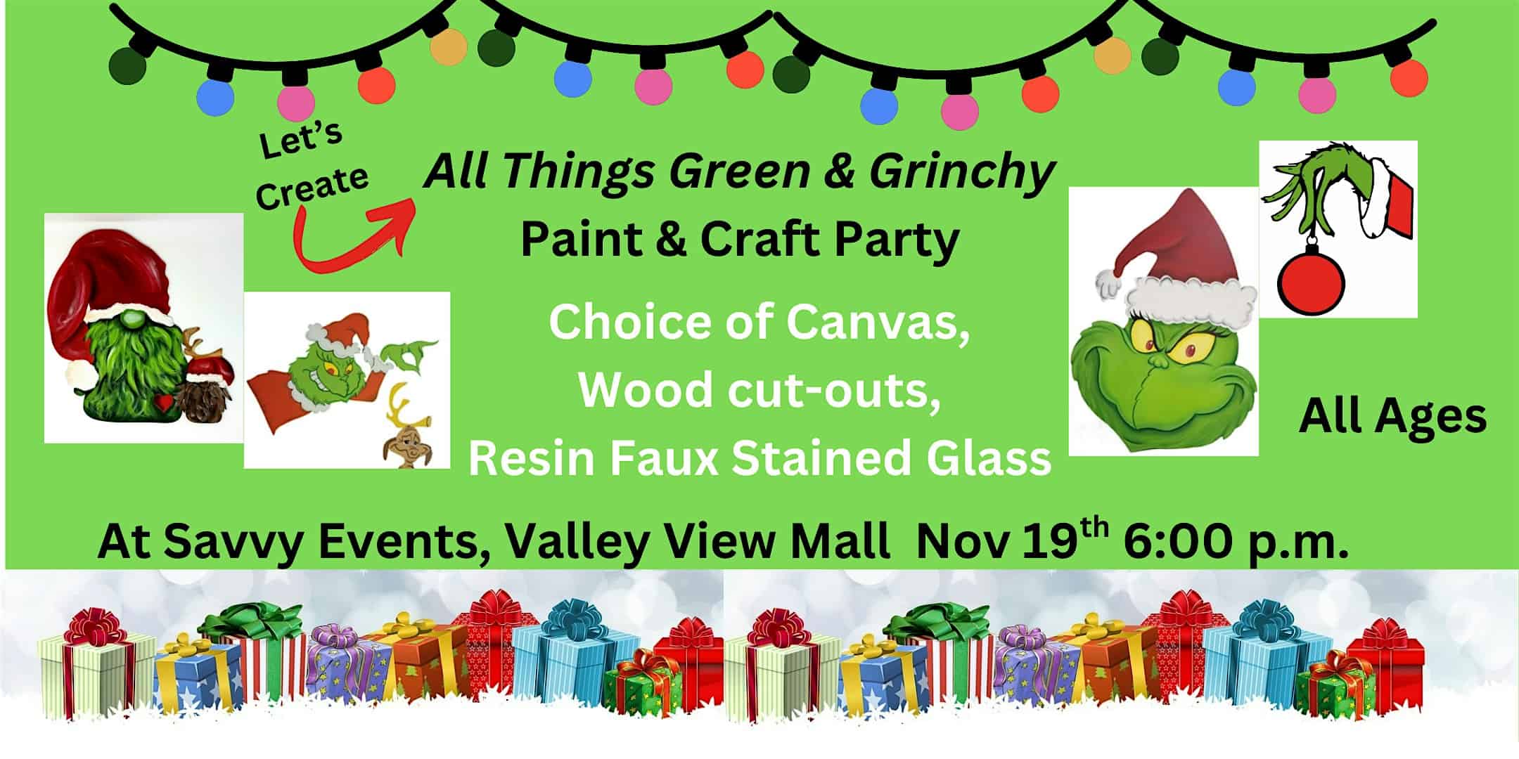 All things Green & Grinchy Paint & DIY Party at Valley View Mall – Roanoke, VA