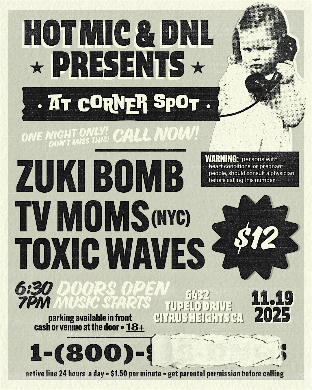 Zuki Bomb / TV Moms / Toxic Waves at Corner Spot Karaoke LeCafe – Citrus Heights, CA