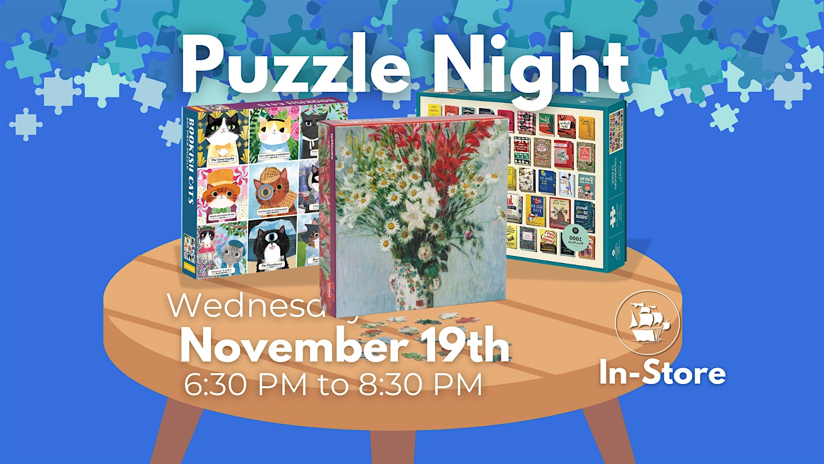 Puzzle Night at the Bookstore at Rediscovered Bookshop – Boise, ID