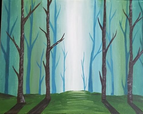 Paint and sip this beautiful ‘Teal Forest’ painting. at Brick & Barrel Kitchen + Bar – Lincoln, CA