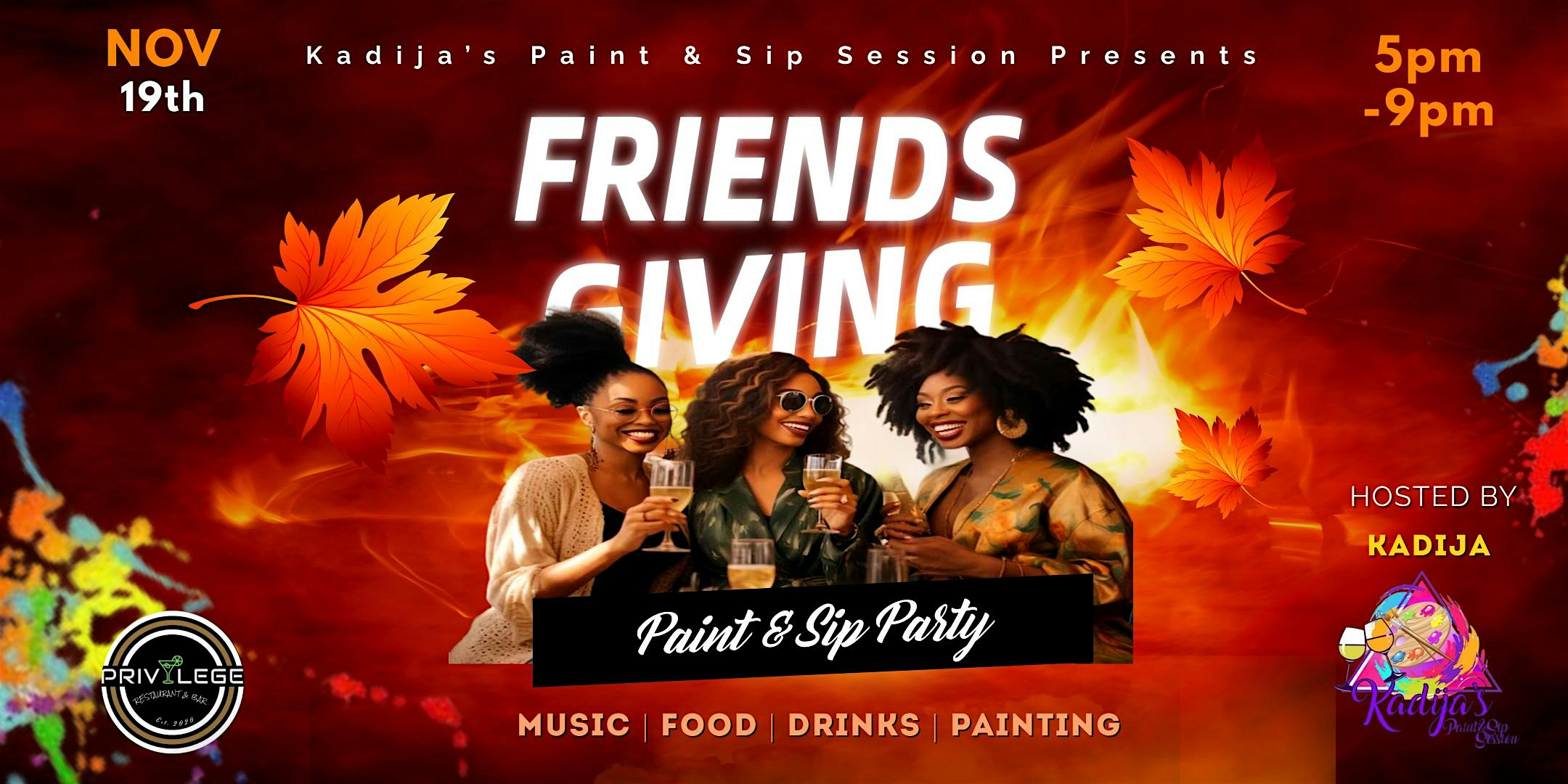 Friends Giving Paint & Sip Party at Privilege Restaurant Bar – Chicago, IL